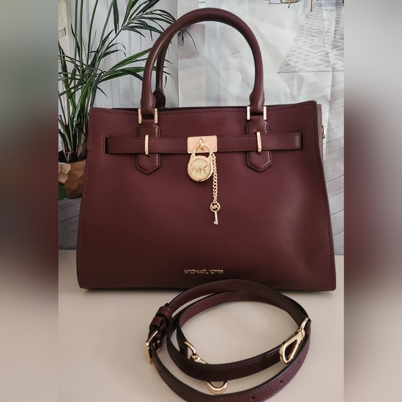 New! Michael Kors Hamilton 2 Way Satchel In Gorgeous Oxblood Color! Giftable! - Picture 2 of 8